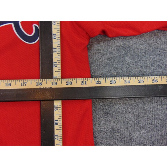 Atlanta‎ Braves Baseball Jersey Mens Large Red Blue Shirt - Picture 7 of 9